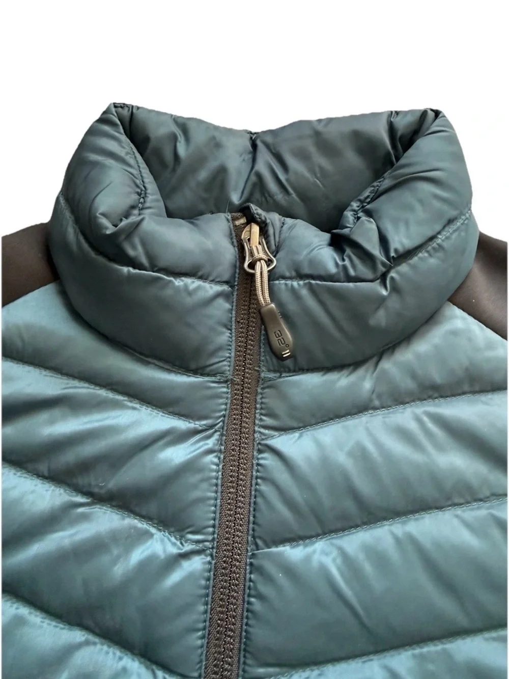 32 Degrees HEAT Women's XS Quilted Hybrid Full Zip Jacket Teal Black EUC